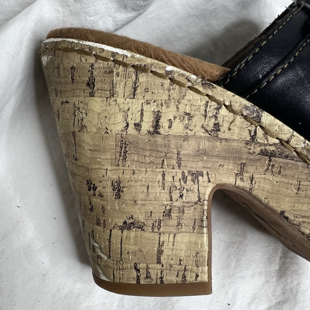 b.o.c Born Concept Black Leather Cut-Out Block Heel Mules Comfort Sz 8/39 - Picture 10 of 15